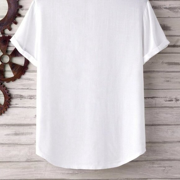 White Basic Men's Button Up Shirt - Picture 4 of 6